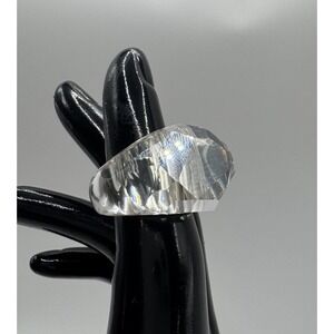 Swarovski Nirvana Crystal Ring Clear Faceted Dome Size 52 US 6 Statement Rare